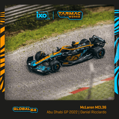 (Pre-Order) 1/64 Tarmac T64G-F041-DR3 McLaren MCL36 Abu Dhabi Grand Prix 2022 Daniel Ricciardo