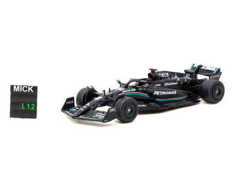 1/64 Tarmac T64G-F064-MS1 Mercedes-AMG F1 W14 E Performance Spanish Grand Prix Tyre Testing 2023 Mick Schumacher