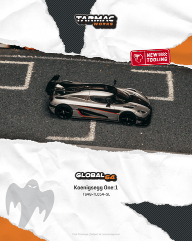 (Pre-Order) 1/64 Tarmac T64G-TL054-SL Koenigsegg One:1 Silver