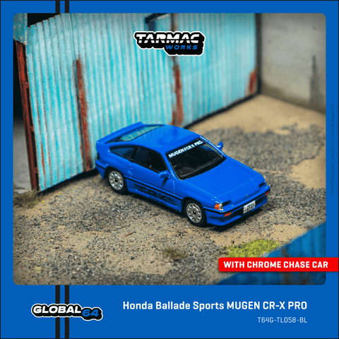(Pre-Order) 1/64 Tarmac T64G-TL058-BL Honda Ballade Sports Mugen CR-X Pro Blue