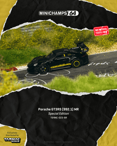 (Pre-Order) 1/64 Tarmac T64MC-023-BR Porsche GT3RS (992.1) MR Black Yellow Tarmac Special Edition