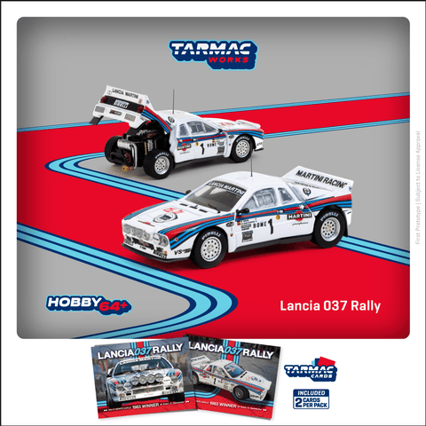 (Pre-Order) 1/64 Tarmac T64P-TL002-83RMC01 Lancia 037 Rally Rally Monte Carlo 1983 Winner W. Rohrl/ C. Geistdorfer