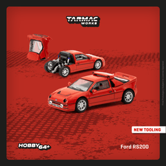 (Pre-Order) 1/64 Tarmac T64PR-001-RE Ford RS200 Red