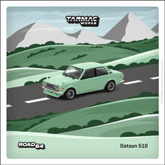 (Pre-Order) 1/64 Tarmac T64R-052-GR Datsun 510 Light Green