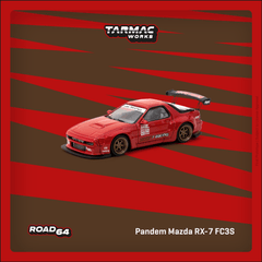 (Pre-Order) 1/64 Tarmac T64R-066-RE Pandem Mazda RX-7 FC3S Red