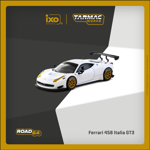 (Pre-Order) 1/64 Tarmac T64R-074-WH Ferrari 458 Italia GT3 White