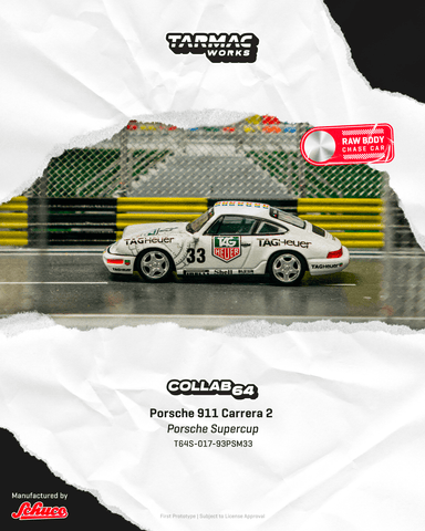 (Pre-Order) 1/64 Tarmac T64S-017-93PSM33 Porsche 911 Carrera 2 Porsche Supercup Monaco 1993 Winner