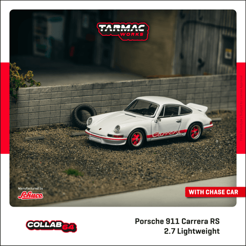 (Pre-Order) 1/64 Tarmac T64S-023-WR Porsche 911 Carrera RS 2.7 Lightweight White/ Red