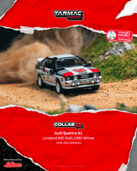 (Pre-Order) 1/64 Tarmac T64S-025-82RAC01 Audi Quattro A1 Lombard RAC Rally 1982 #1 Winner