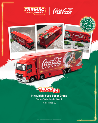 (Pre-Order) 1/64 Tarmac T64T-TL001-CC Mitsubishi Fuso Super Great Coca-Cola Santa Truck