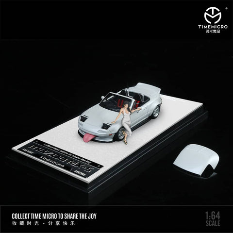 (Pre-Order) 1/64 Time Micro TM646904-1 Mazda MX-5 White w/ Figurine