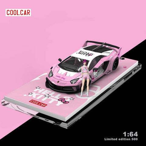 (Pre-Order) 1/64 Cool Car CC643825-1 Lamborghini Aventador LP700-4 GT Evo Hello Kitty Pink LHD w/ Figurine