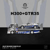 (Pre-Order) 1/64 Time Micro TM647206-T Hino 300 Custom Tow Truck Silver/ Blue RHD w/ LBWK GT-R R35 Silver/ Blue LHD & Figurine