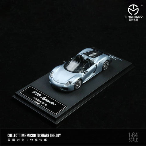 (Pre-Order) 1/64 Time Micro TM643524 Porsche 918 Spyder Blue-Silver LHD