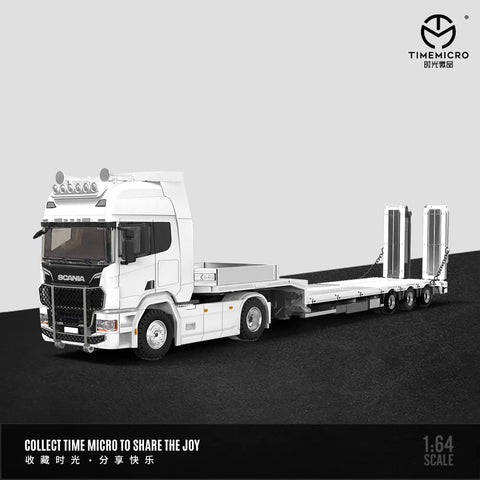 (Pre-Order) 1/64 Time Micro TM647501 Scania S730 V8 Flatbed Transport Vehicle White LHD