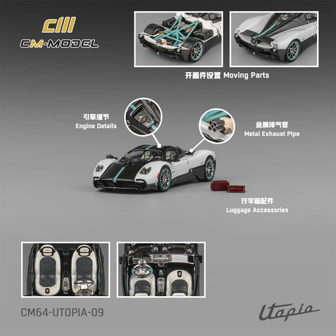 (Pre-Order) 1/64 CM Model CM64-UTOPIA-09 Pagani Utopia Pearl White