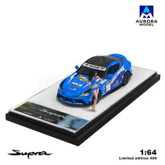 (Pre-Order) 1/64 Aurora Model AMTSA90TBLF Toyota Supra A90 Toyotires Blue w/ Figurine