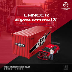 (Pre-Order) 1/64 Time Micro TM800208-2 Mitsubishi Lancer Evolution 9 FNF Red w/ Container & Figurine