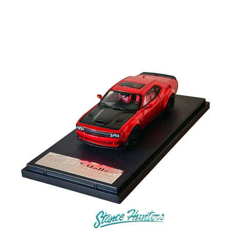 (Pre-Order) 1/64 Stance Hunters SHDCHRS Dodge Challenger SRT Hellcat Metallic Red LHD (Single Air Intake)