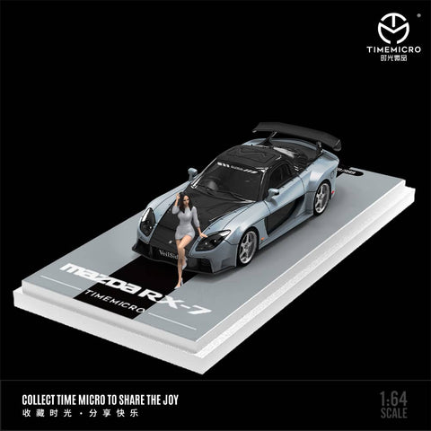 (Pre-Order) 1/64 Time Micro TM645810-1 Mazda RX-7 FD3S Veilside Fortune Silver w/ Figurine