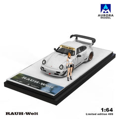 (Pre-Order) 1/64 Aurora Model AMP964WF RWB 964 Pearl White LHD w/ Figurine