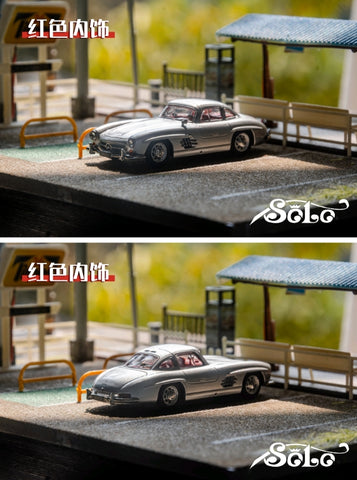 (Pre-Order) 1/64 Solo SMB300SLSR Mercedes-Benz 300SL Coupe W198 Silver w/ Red Interior LHD