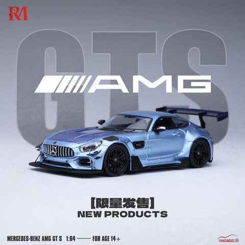 1/64 Rhino Model RMMAGTSBL Mercedes-AMG GT C190 Silver Blue LHD