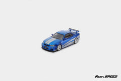 (Pre-Order) 1/64 Fast & Speed FSNSR34BLS Nissan Skyline GT-R R34 Nismo Z-Tune Blue w/ Silver Stripes