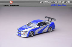 (Pre-Order) 1/64 Focal Horizon FHNSR34NFSSB Nissan Skyline GT-R R34 NFS Silver/ Blue
