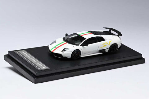 (Pre-Order) 1/64 High Rev Model HRMLMWI Lamborghini Murciélago LP670-4 SV White w/ Italian Stripes LHD