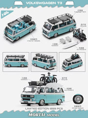 1/64 Mortal MVWT3TB Volkswagen T3 Tiffany Blue LHD w/ Accessories