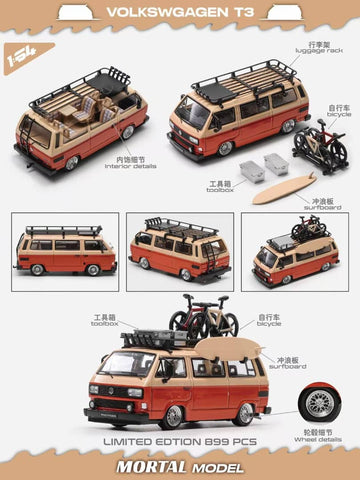 1/64 Mortal MVWT3O Volkswagen T3 Orange LHD w/ Accessories