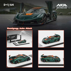 (Pre-Order) 1/64 HKM HKMKJCG Koenigsegg Jesko Attack Carbon Green LHD