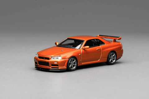 (Pre-Order) 1/64 Motorhelix M63471 Nissan Skyline GT-R R34 V-Spec II Customized Metallic Orange