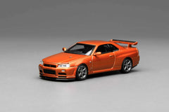 (Pre-Order) 1/64 Motorhelix M63471 Nissan Skyline GT-R R34 V-Spec II Customized Metallic Orange