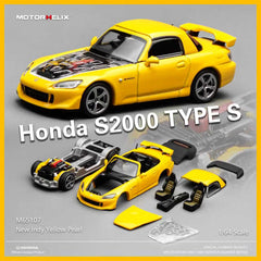 (Pre-Order) 1/64 Motorhelix M65107 Honda S2000 Type S New Indy Yellow Pearl (Kit)