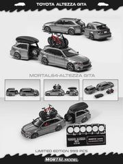 (Pre-Order) 1/64 Mortal MTAGCSGT Toyota Altezza Gita AS300 (JCE10) Custom Version Silver Grey w/ Trailer