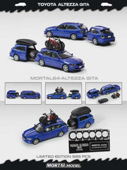 (Pre-Order) 1/64 Mortal MTAGBLT Toyota Altezza Gita AS300 (JCE10) Pearl Blue w/ Trailer