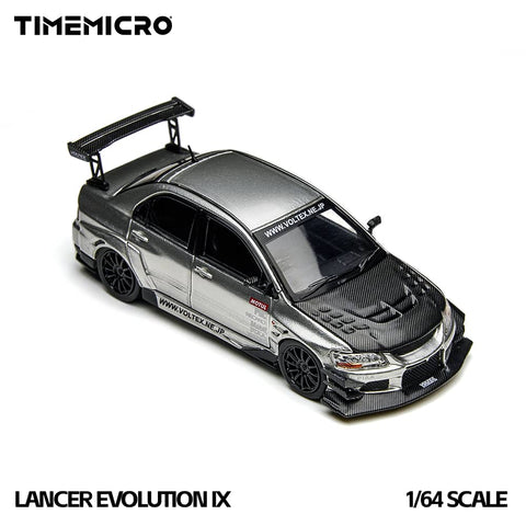 (Pre-Order) 1/64 Time Micro TM800213 Mitsubishi Lancer Evolution 9 Silver w/ Carbon Bonnet