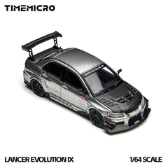 (Pre-Order) 1/64 Time Micro TM800213 Mitsubishi Lancer Evolution 9 Silver w/ Carbon Bonnet