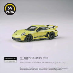 (Pre-Order) 1/64 PARA64 PA-65877 Porsche 911 GT3 (922.2) 2025 Cartagena Yellow RHD