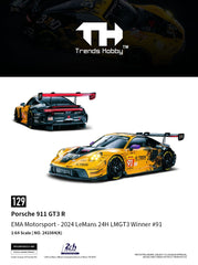 (Pre-Order) 1/64 Trends Hobby 129 Porsche 911 GT3 R EMA Motorsport 2024 LeMans 24H LMGT3 Winner #91