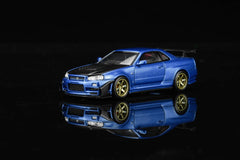 (Pre-Order) 1/64 Motorhelix M63476 Nissan Skyline GT-R R34 Customized Bayside Blue w/ GT Aero Kit