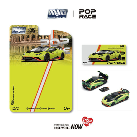 (Pre-Order) 1/64 Pop Race PRE031 Lamborghini Huracan STO Verde Citrea/ Arancio Dac