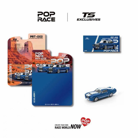 (Pre-Order) 1/64 Pop Race PRT002 Shelby Mustang GT500 Blue w/ White Stripes
