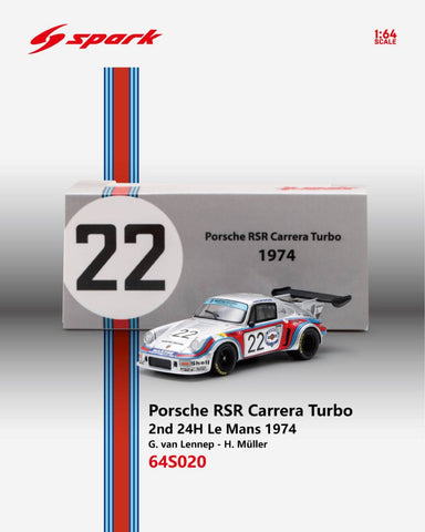 (Pre-Order) 1/64 Spark Models 64S020 Porsche RSR Carrera Turbo 2nd 24H Le Mans 1974 G. Van Lennep/ H. Muller