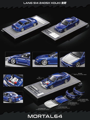 (Pre-Order) 1/64 Mortal MNSS14BL Nissan Silvia S14 240SX Kouki Blue