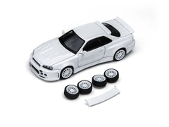 (Pre-Order) 1/64 Time Micro TM648402 Nissan Skyline GT-R R34 Smilodon White Mechanic