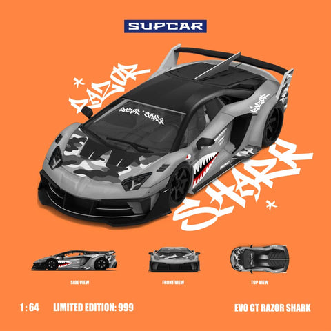 (Pre-Order) 1/64 SupCar SC643834 Lamborghini Aventador LP700-4 GT Evo Grey Shark