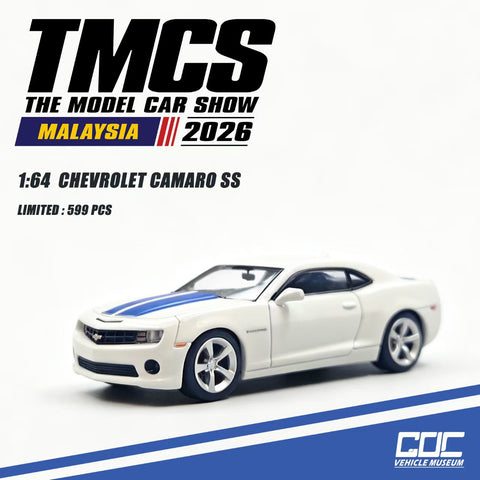 (Pre-Order) 1/64 GOC GOCCCWBL Chevrolet Camaro SS White w/ Blue Stripes